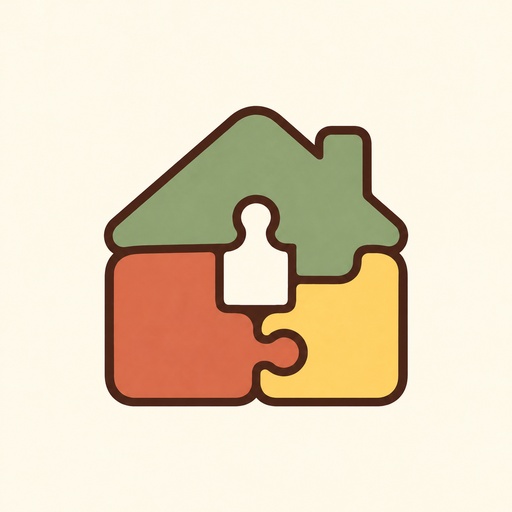 Cubinook's colorful puzzle-house logo